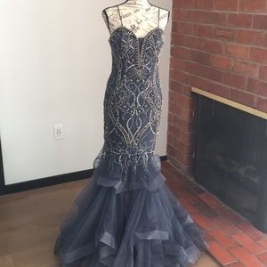 Sparkly Blue Navy Long Formal Dress - image 1